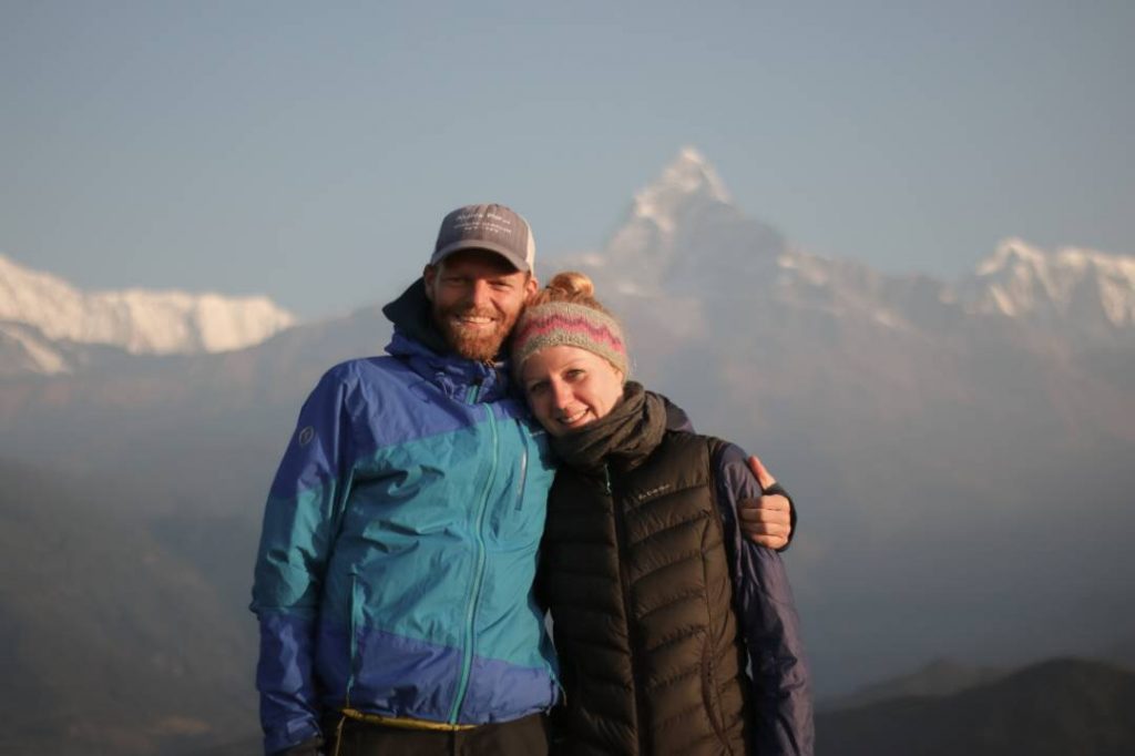 Couple travelers Sarangkot nepal