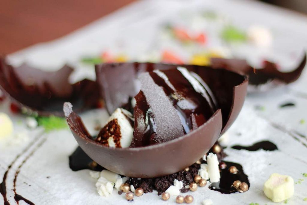 Brownies inside a chocolate ball