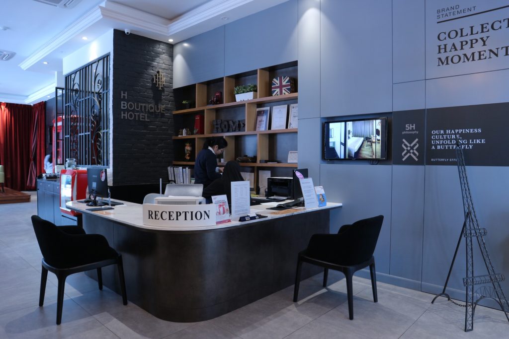 h boutique hotel reception desk