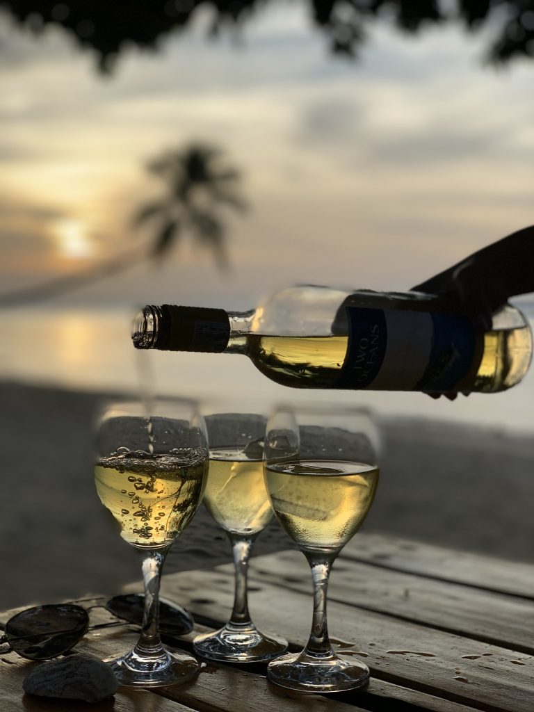 Sunset and Wine by the beach