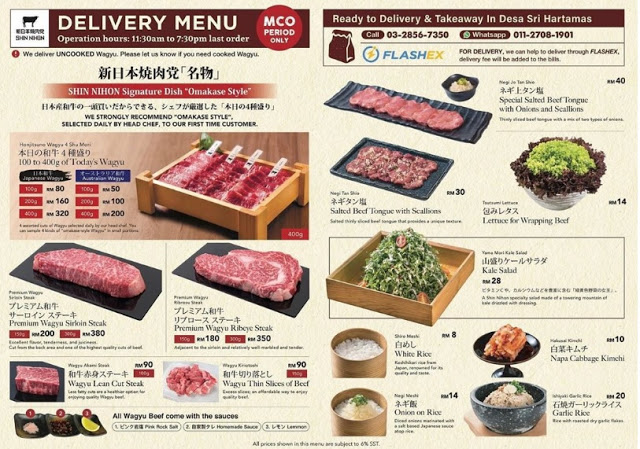 Shin Nihon KL MCO Delivery Menu